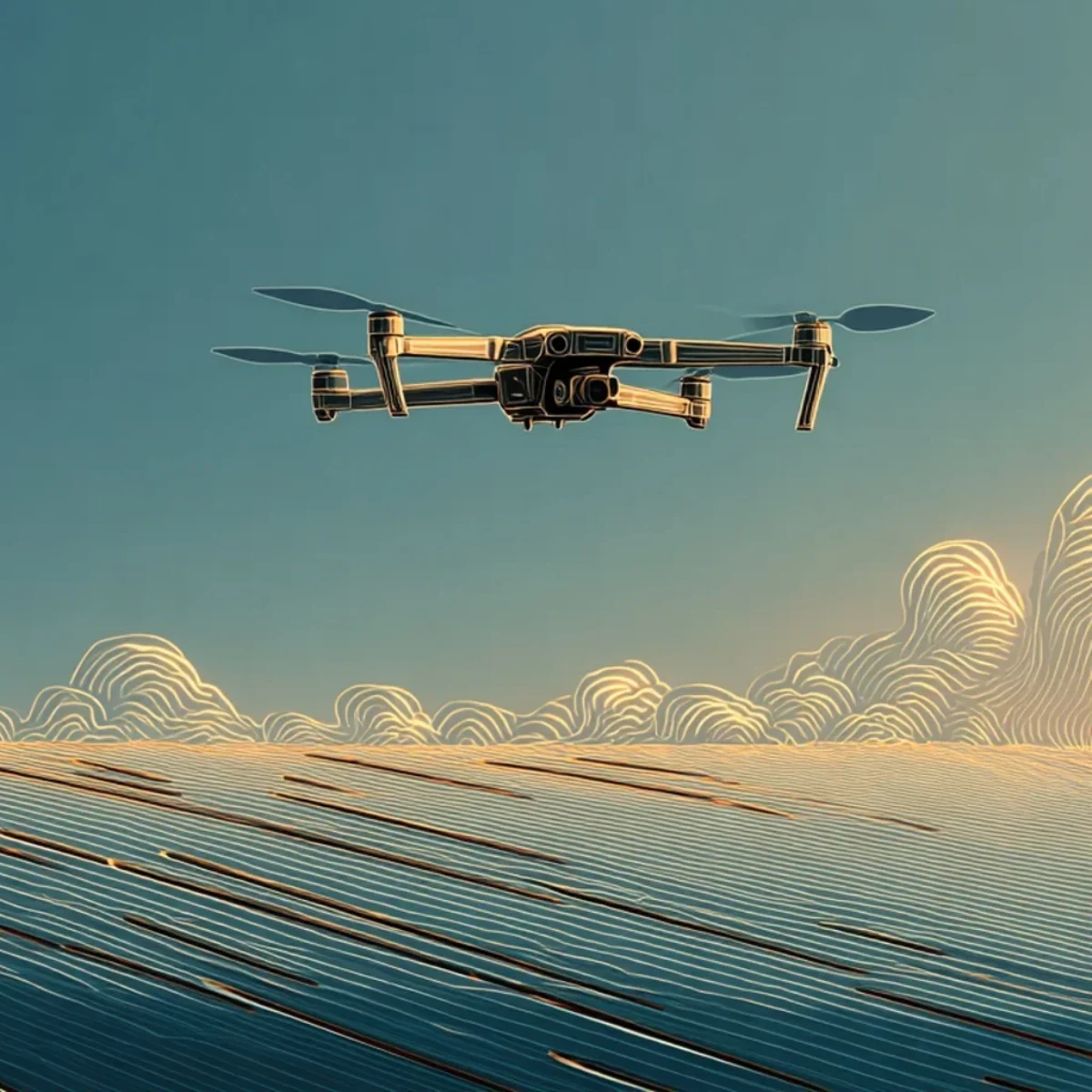 drone above solar panel